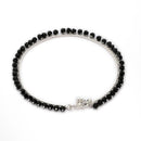 Silver-Plated Black Beaded Double Layer Silver-Toned Anklet for Women & Girls