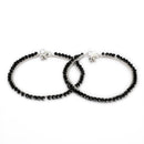Silver-Plated Black Beaded Double Layer Silver-Toned Anklet for Women & Girls