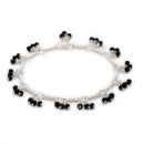 Silver-Plated Black Beaded Silver-Toned Charm Anklet for Women