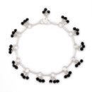 Silver-Plated Black Beaded Silver-Toned Charm Anklet for Women