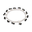 Silver-Plated Black Beaded Silver-Toned Charm Anklet for Women