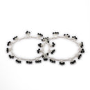 Silver-Plated Black Beaded Silver-Toned Charm Anklet for Women