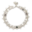 Silver-Plated Traditional Multi-Layer Silver-Toned Chain Anklet for Women