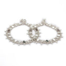 Silver-Plated Traditional Multi-Layer Silver-Toned Chain Anklet for Women