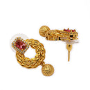 Gold Plated Brass Traditional Floral Pendant Necklace Set for Women & Girls