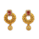Gold Plated Brass Traditional Floral Pendant Necklace Set for Women & Girls