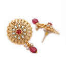 Gold Plated Brass Traditional Floral Pendant Necklace Set for Women