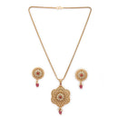 Gold Plated Brass Traditional Floral Pendant Necklace Set for Women