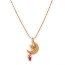 Gold-Plated Traditional Stylish Moon Pendant Set for Women