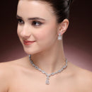 Rectangular White Stone Necklace Set