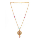 Gold-Plated Traditional Ethnic Floral & Moon Pendant Set for Women