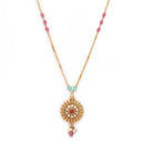 Gold-Plated Traditional Ethnic Floral & Moon Pendant Set for Women