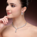 Rectangular White Stone Necklace Set