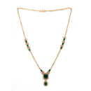 Gold Toned Brass Geometric Halo Pendant Set for Women & Girls