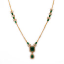 Gold Toned Brass Geometric Halo Pendant Set for Women & Girls