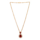 Gold Toned Brass Sunburst Teardrop Pendant Set for Women
