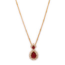 Gold Toned Brass Sunburst Teardrop Pendant Set for Women