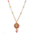 Gold-Plated Traditional Ethnic Floral & Moon Pendant Necklace Set for Women