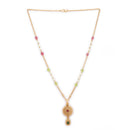 Gold-Plated Ethnic Floral & Moon Pendant Necklace for Women