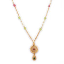 Gold-Plated Ethnic Floral & Moon Pendant Necklace for Women