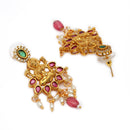Gold Plated Brass Temple Chandbali Pendant Set for Women