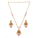 Gold Plated Brass Temple Chandbali Pendant Set for Women