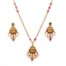 Gold Plated Brass Temple Chandbali Pendant Set for Women