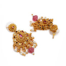 Gold Plated Brass Temple Chandbali Pendant Set for Women