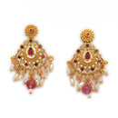Gold Plated Brass Temple Chandbali Pendant Set for Women