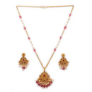 Gold Plated Brass Temple Chandbali Pendant Set for Women