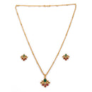 American Diamond Floral Golden Style Pendent Set