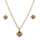 American Diamond Floral Golden Style Pendent Set