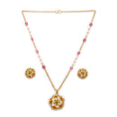 Gold Plated Brass Floral Pendant Set for Women & Girls