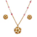 Gold Plated Brass Floral Pendant Set for Women & Girls