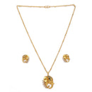 Gold Toned Brass Elephant Motif Pendant Set for Women & Girls