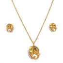 Gold Toned Brass Elephant Motif Pendant Set for Women & Girls