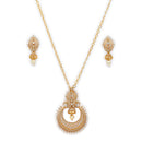 American Diamond Brass Gold Toned Pendent Set