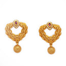 Gold Plated Brass Traditional Heart shape Pendant Necklace Set for Women