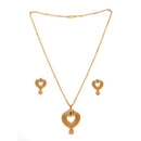 Gold Plated Brass Traditional Heart shape Pendant Necklace Set for Women