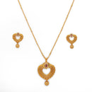 Gold Plated Brass Traditional Heart shape Pendant Necklace Set for Women