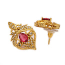 Gold Toned Brass Floral Vintage Pendant Set for Women & Girls