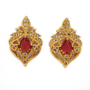 Gold Toned Brass Floral Vintage Pendant Set for Women & Girls