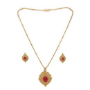 Gold Toned Brass Floral Vintage Pendant Set for Women & Girls
