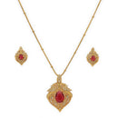 Gold Toned Brass Floral Vintage Pendant Set for Women & Girls