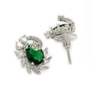 Emerald Green American Diamond Spiral Floral Oval Pendant Set for Women