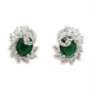 Emerald Green American Diamond Spiral Floral Oval Pendant Set for Women