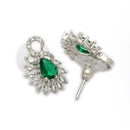 Rhodium Plated Brass American Diamond Swan Floral Teardrop Pendant Set for Women & Girls