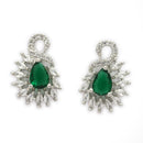 Rhodium Plated Brass American Diamond Swan Floral Teardrop Pendant Set for Women & Girls