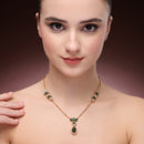 Modern Green Stone Gold Plated Necklace Set