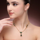 Modern Green Stone Gold Plated Necklace Set